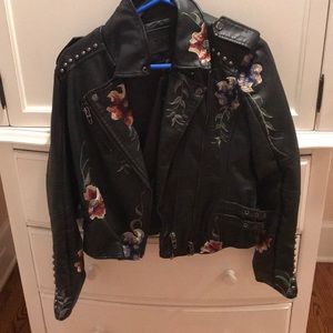Black Jean Jacket with Floral design